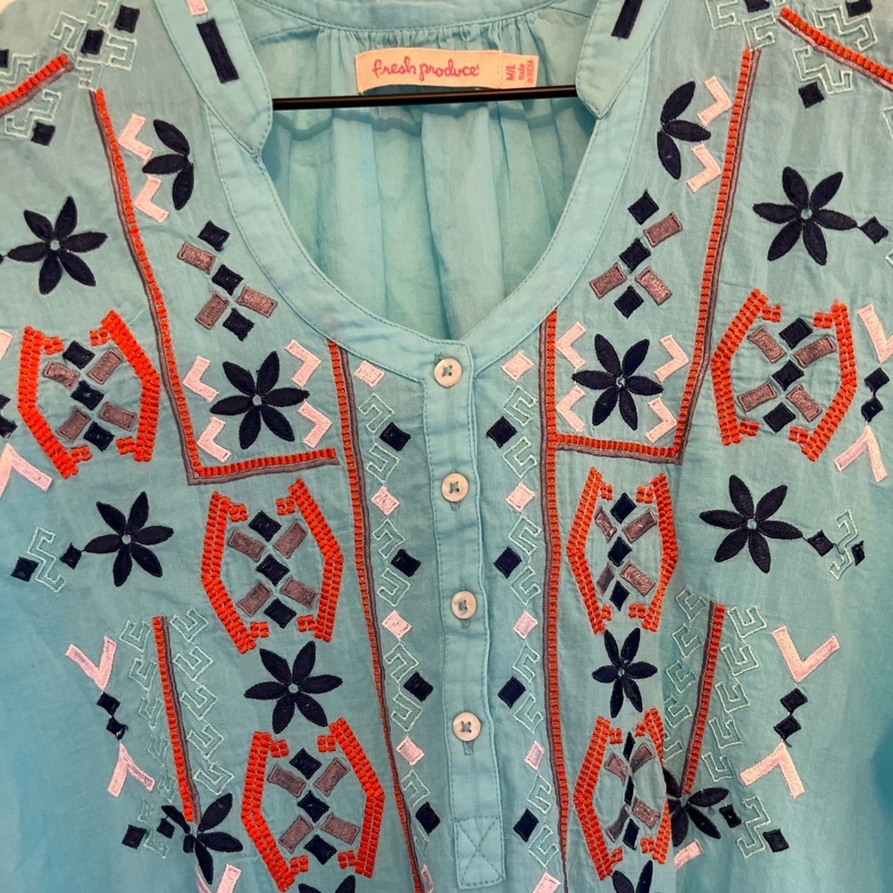 Aqua Embroidered Tunic from Fresh Produce M/L - Picture 2 of 3